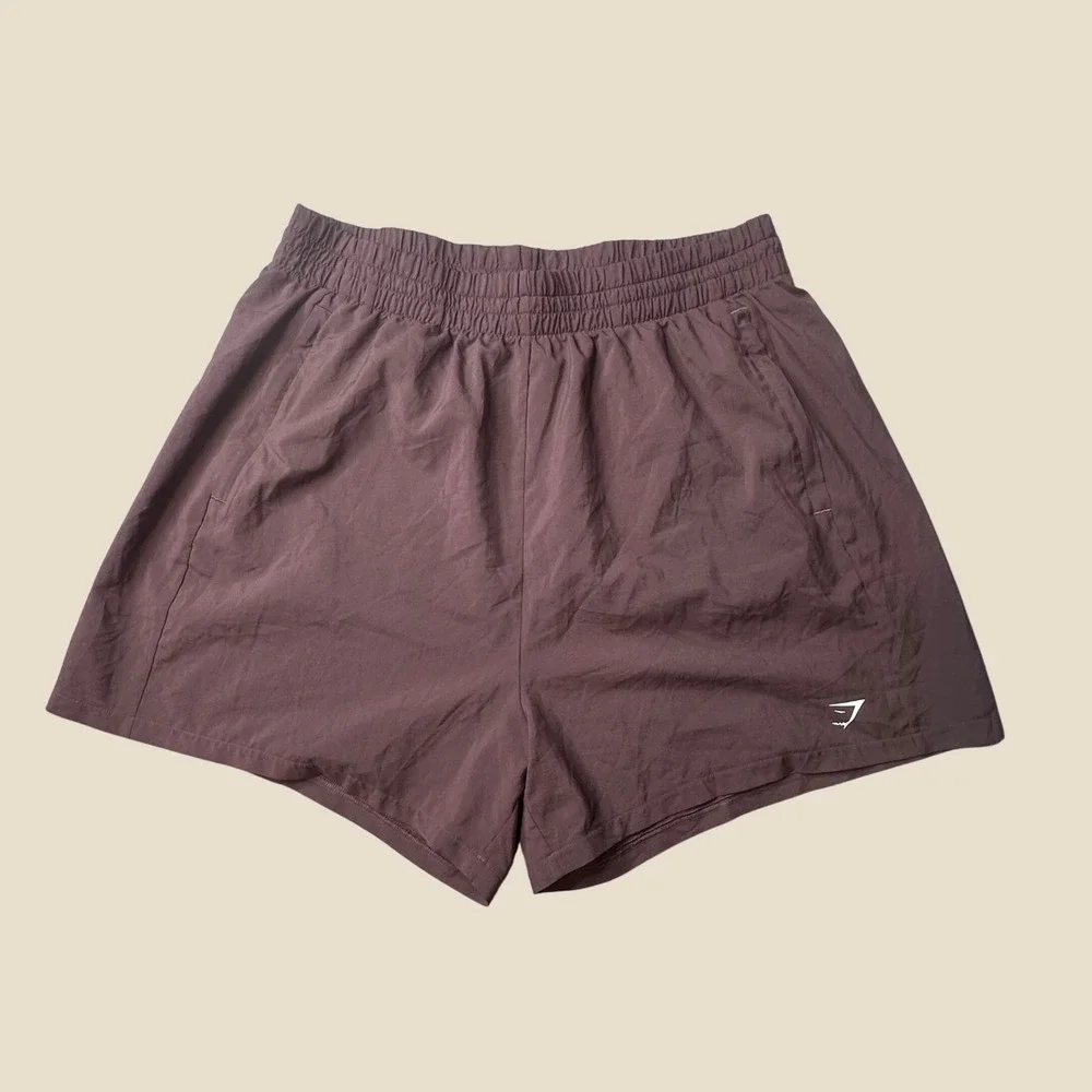 Gymshark Shorts Womens L B5A2F Training Brown Activewear Pockets Gym Running